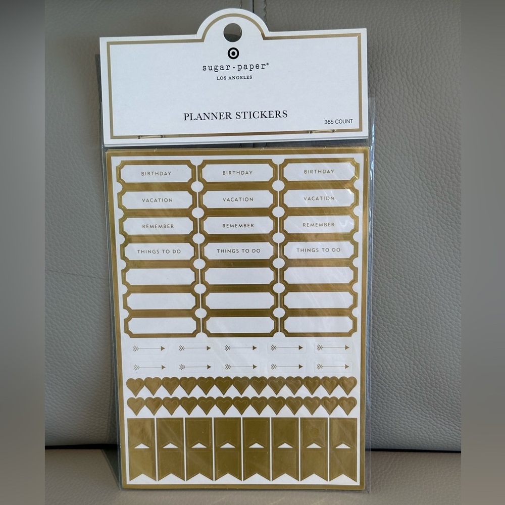 Sugar Paper Gold Planner Stickers- Gold Foil and White 365 Count